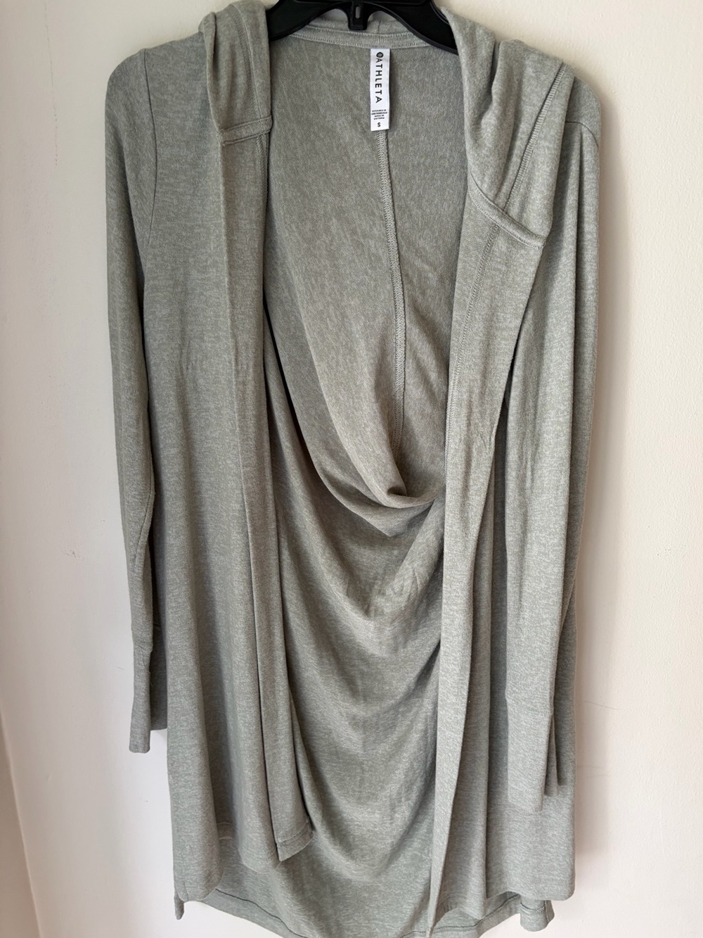 68. Size Small ATHLETA Heathered Seafoam Super Soft Hooded Cardigan Sweater